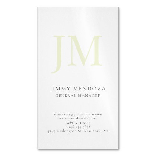 Trendy modern plain simple professional monogram business card magnet
