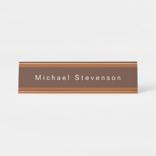 Trendy Modern Professional Brown Desk Name Plate