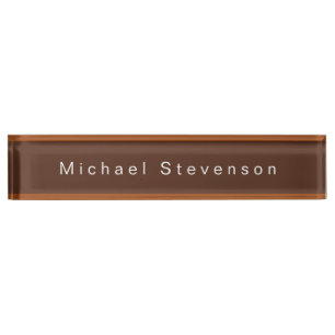 Trendy Modern Professional Brown Desk Name Plate