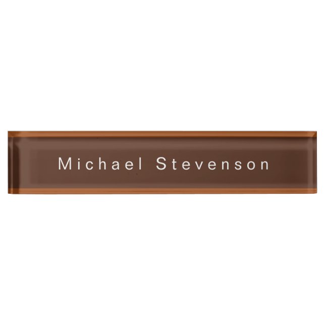 Trendy Modern Professional Brown Desk Name Plate (Front)