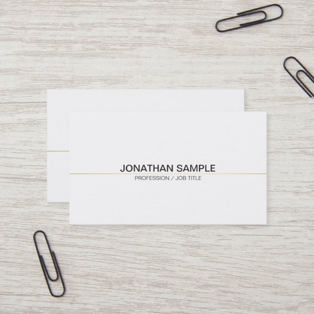 Trendy Modern Professional Clean Chic Plain White Business Card (Front/Back In Situ)
