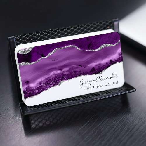 Trendy Modern Purple Agate Preofessional Design Business Card