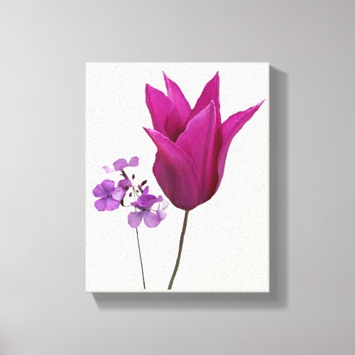 Trendy modern purple pink iris flowers fine art  canvas print