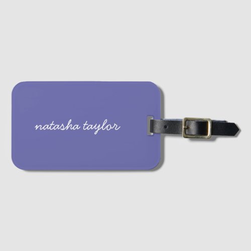 Trendy Modern Purple Script Monogram Luggage Tag