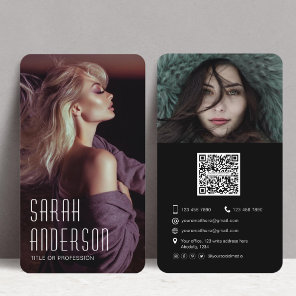 Trendy Modern QR code photo Business Card