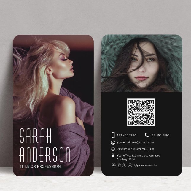 Trendy Modern QR code photo Business Card (Creator Uploaded)