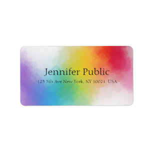 Trendy Modern Rainbow Colors Abstract Template Label