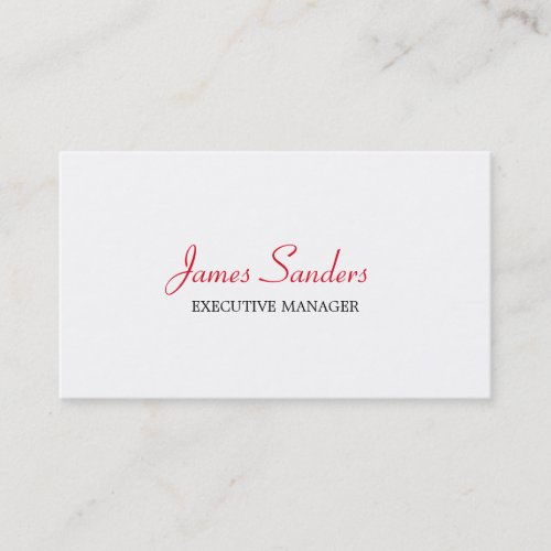 Trendy Modern Red Black White Executive Manager Business Card