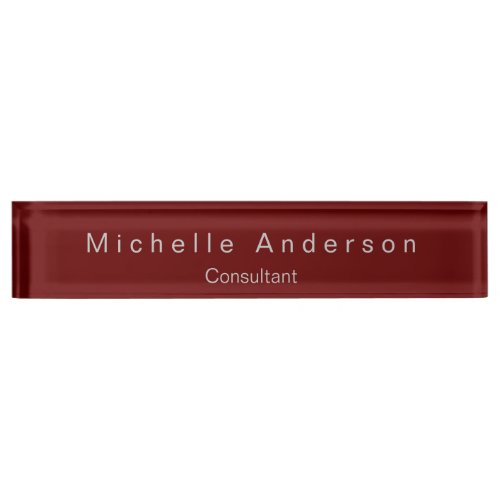 Trendy Modern Red Consultant Desk Nameplate