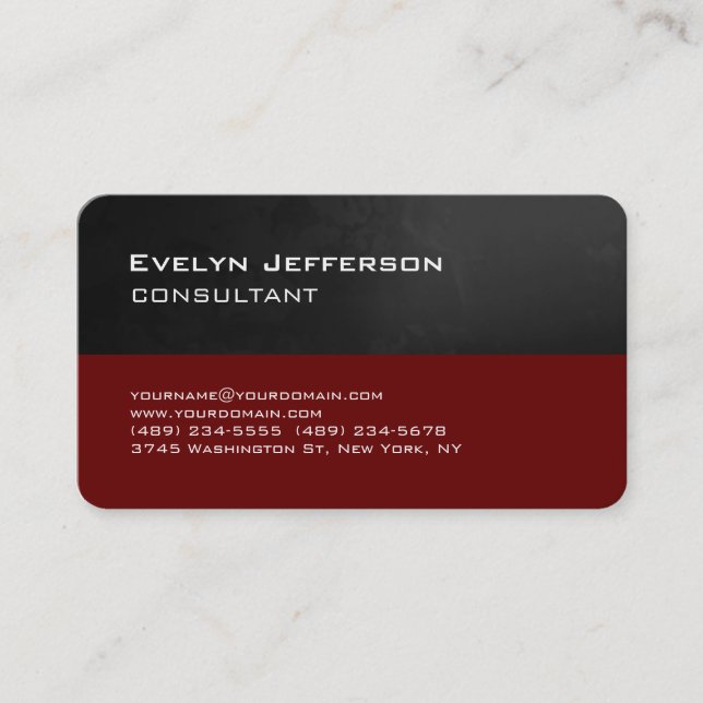 Trendy Modern Red Grey Stripes Consultant Business Card (Front)