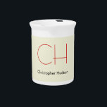 Trendy Modern Red Monogram Beige  Beverage Pitcher<br><div class="desc">The best way to express yourself is through a perfect and attractive design. If you are looking for a simple,  minimalist,  eye-catching,  legible design,  this product is for you.</div>