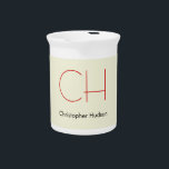 Trendy Modern Red Monogram Beige  Beverage Pitcher<br><div class="desc">The best way to express yourself is through a perfect and attractive design. If you are looking for a simple,  minimalist,  eye-catching,  legible design,  this product is for you.</div>