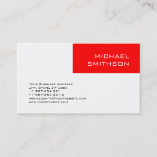 Trendy Modern Red Stripe Grey Business Card