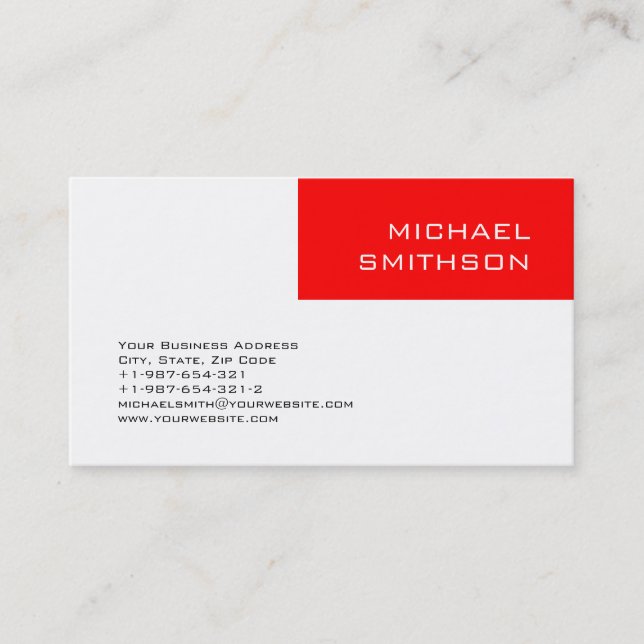 Trendy Modern Red Stripe Grey Business Card (Front)