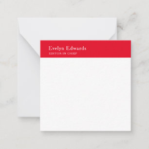 Trendy Modern Red White Minimalist Plain Note Card