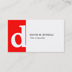 Trendy modern red white monogram business card