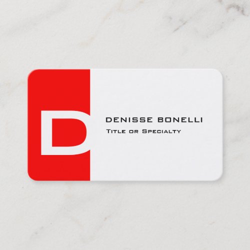 Trendy modern red white monogram expressive business card