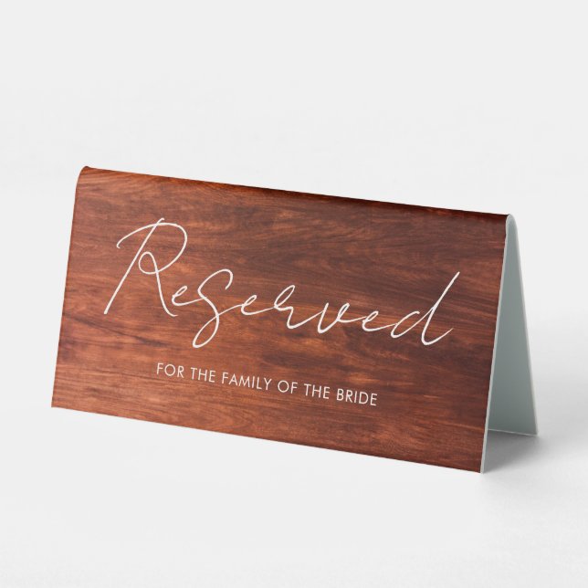 Trendy Modern Reserved Table Sign for Wedding   (Front)