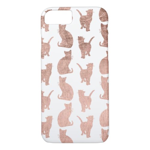 Trendy modern rose gold cats pattern custom iPhone 87 case