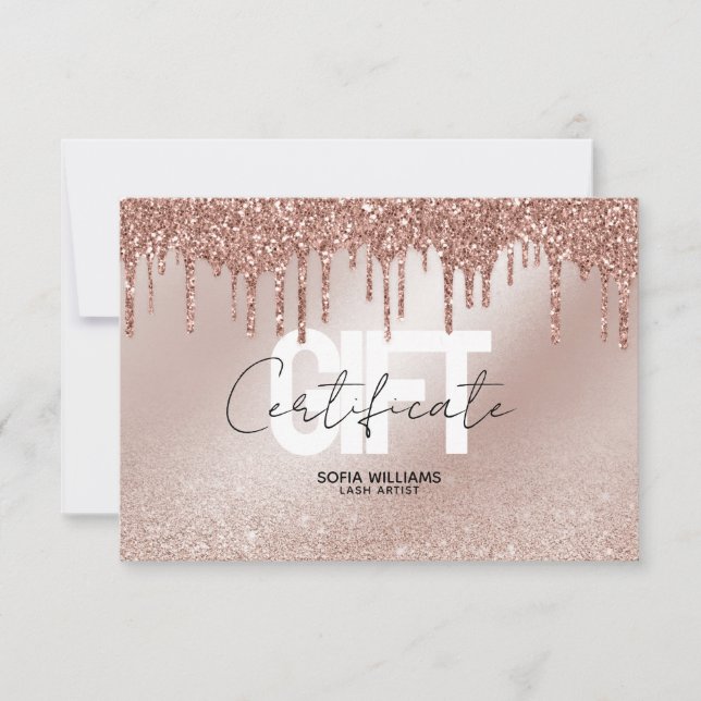 Trendy & Modern Rose gold Certificate Gift Card (Front)
