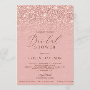 Trendy modern rose gold glitter bridal shower invitation