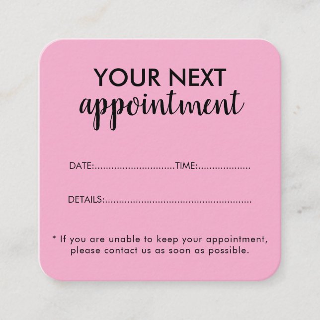 Trendy Modern Salon Appointment Reminder Card (Front)