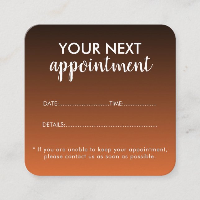Trendy Modern Salon Appointment Reminder Card (Front)
