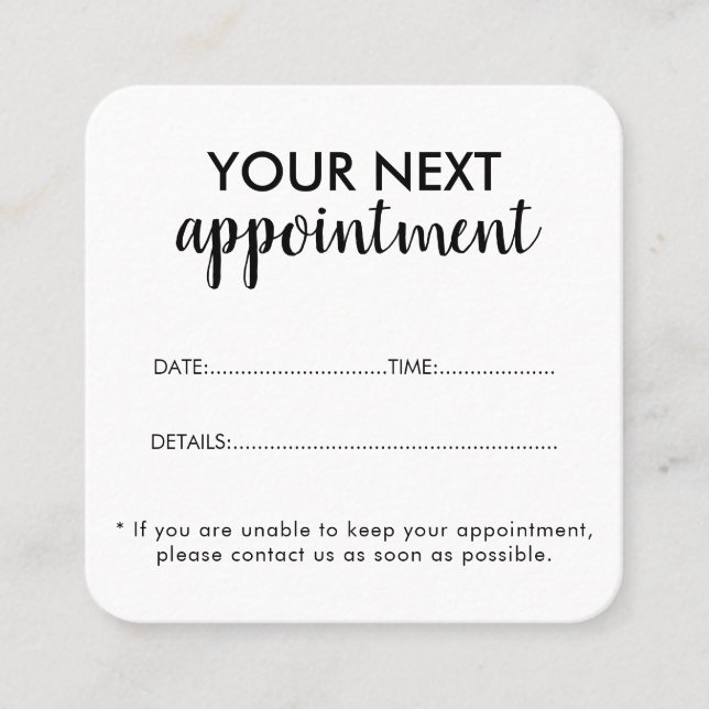 Trendy Modern Salon Appointment Reminder Card (Front)