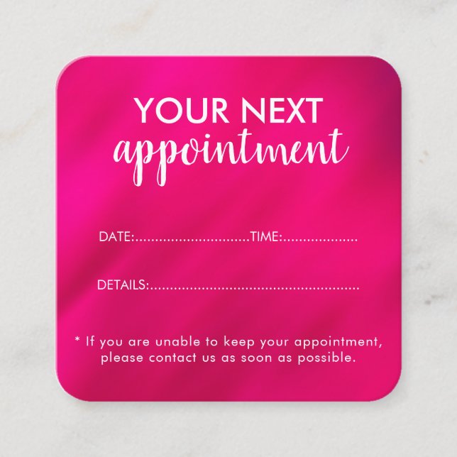 Trendy Modern Salon Appointment Reminder Card (Front)