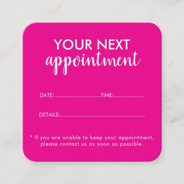 Trendy Modern Salon Appointment Reminder Card (Front)