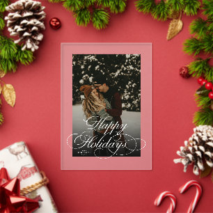 Trendy Modern Script & Arch 1 Photo Christmas Card Acrylic Invitations