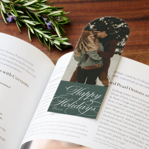 Trendy Modern Script & Arch 1 Photo Christmas Card Bookmarks