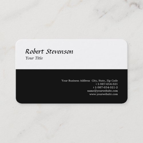 Trendy Modern Script Black White Minimalist Design Business Card