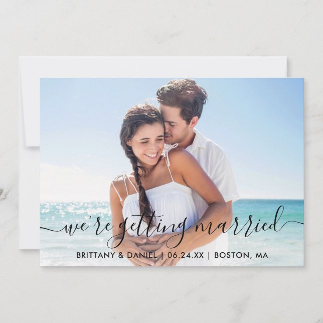 Trendy Modern Script Getting Married Save The Date (Front)