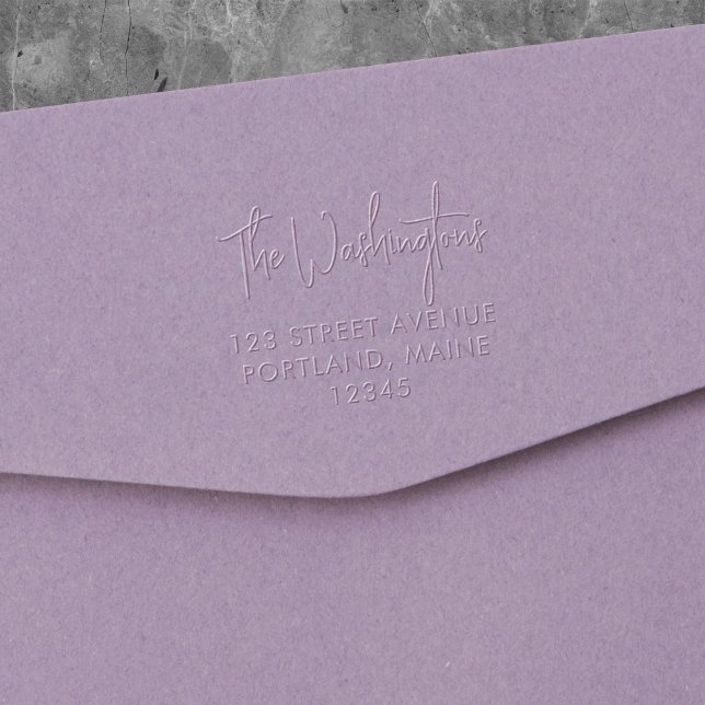 Trendy Modern Script Last Name Return Address Embosser (Creator Uploaded)