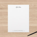 Trendy Modern Script Minimalist Personalized Letterhead<br><div class="desc">Trendy Modern Script Minimalist Personalized Letterhead featuring your name in calligraphy script and you can also add contact details at the bottom. Personalize it by replacing the placeholder text. For more options such as to change the font, it's size or spacing click the "Edit" button. *Please note that the Zazzle...</div>