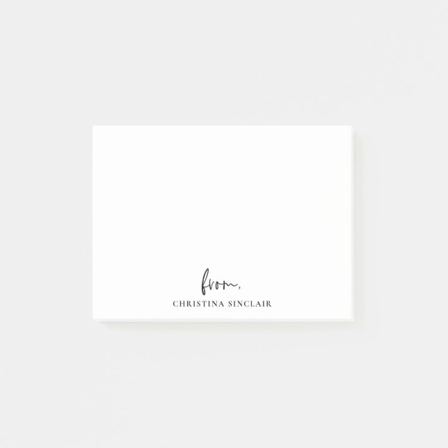 Trendy Modern Script Minimalist Personalized Post-it Notes (Front)