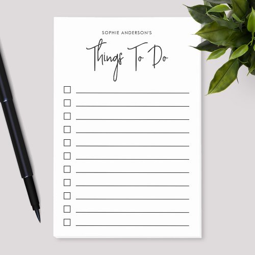 Trendy Modern Script Minimalist Things To Do List Post_it Notes