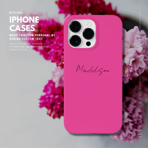 Trendy Modern Script Name Hot Pink Stylish Girly Case-Mate iPhone 14 Pro Max Case