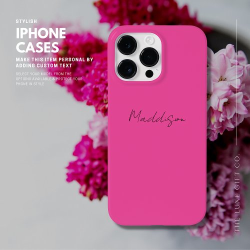 Trendy Modern Script Name Hot Pink Stylish Girly Case_Mate iPhone 14 Pro Max Case