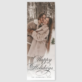 Trendy Modern Script Photo Christmas Holiday Card Bookmarks