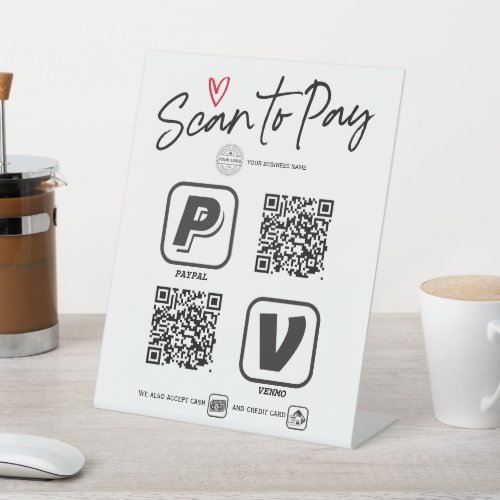 Trendy MOdern script QR code Scan to pay sign