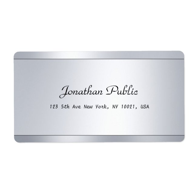 Trendy Modern Script Silver Template Shipping Cool Label (Front)