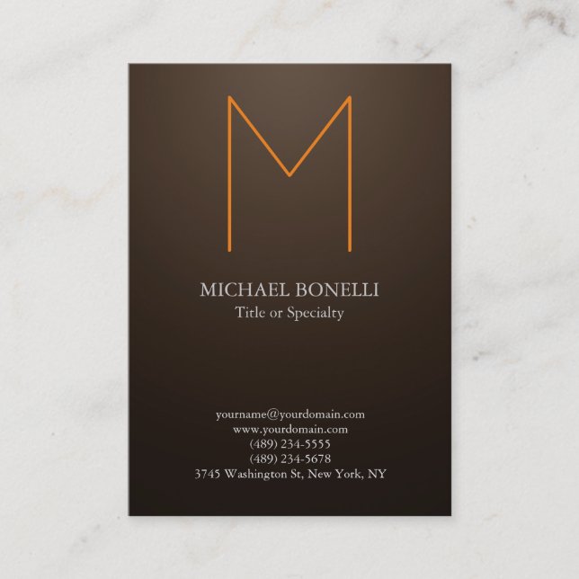 Trendy modern SEPİA brown monogram Business Card (Front)