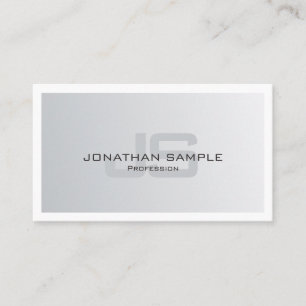 Trendy Modern Silver Look Stylish Monogram Plain Business Card