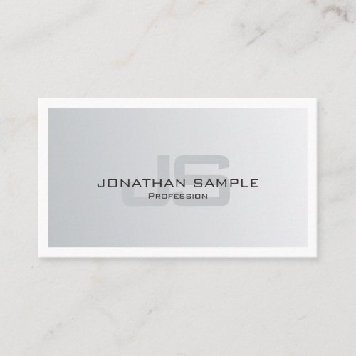 Trendy Modern Silver Look Stylish Monogram Plain Business Card