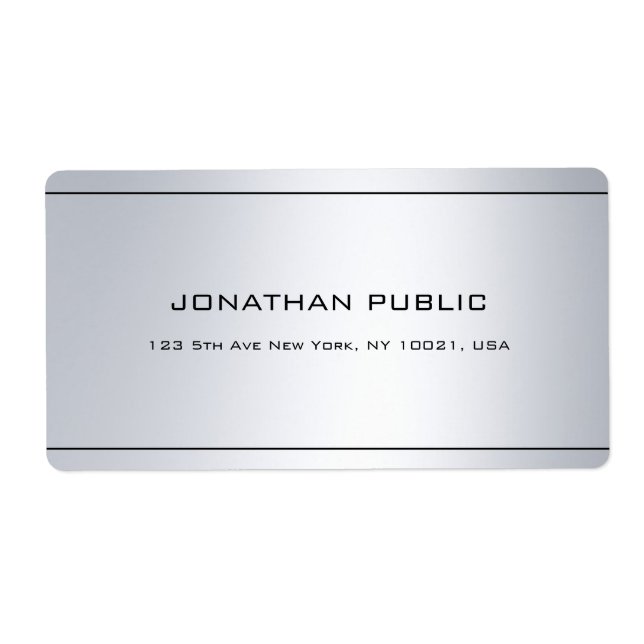 Trendy Modern Silver Template Shipping Address Label (Front)