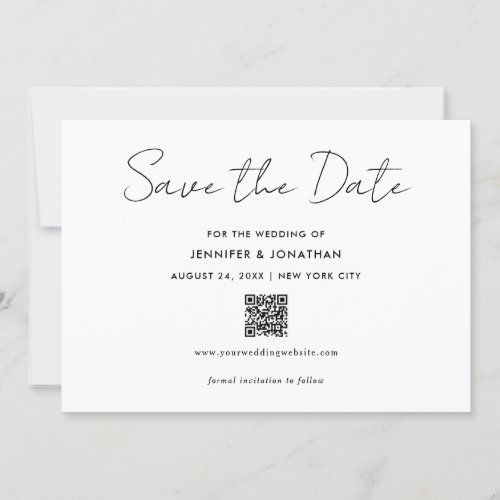 Trendy Modern Simple Black And White Handwritten Save The Date