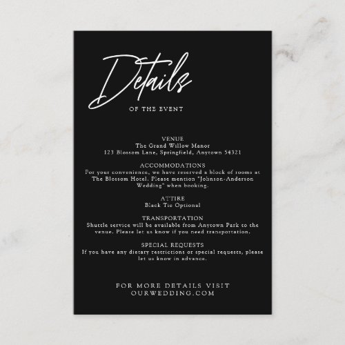 Trendy Modern Simple Black Wedding Details