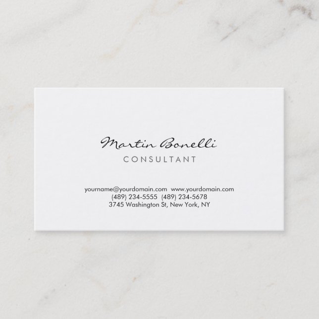 Trendy Modern Simple Consultant Business Card (Front)